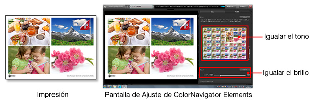 Ajustes posibles mediante ColorNavigator Elements