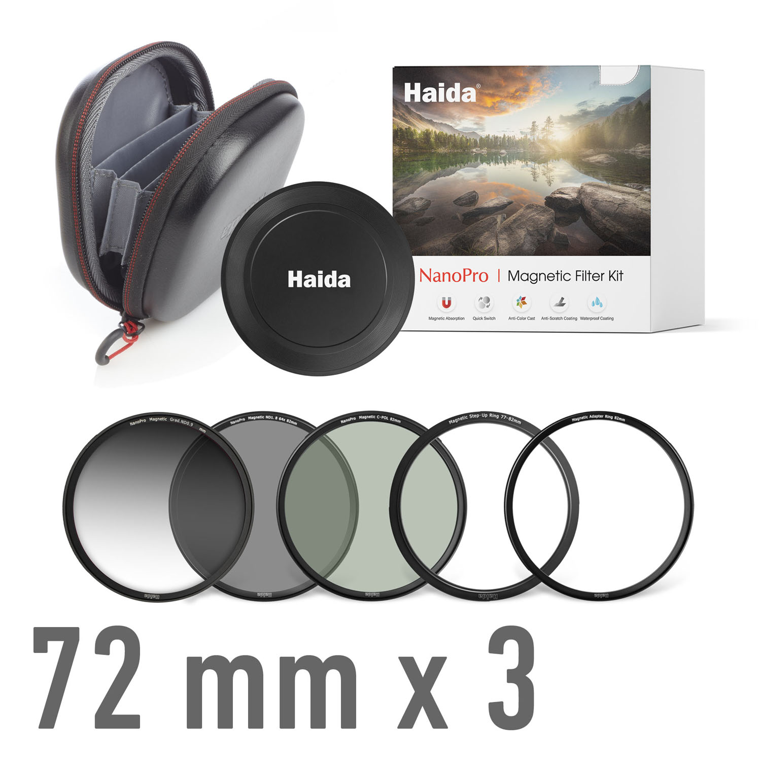 Haida NanoPro Magnetic Filter Kit, 72mm 3 filtros CPL, ND y GND degradado 0.9