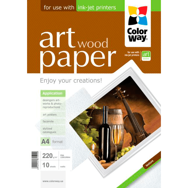 ColorWay papel Art glossy Texture Wood A4 220gr (10 hojas)