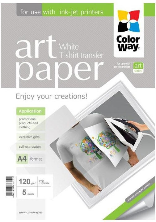 ColorWay papel Art T-Shirt transfer A4 120gr (5 hojas) Dark