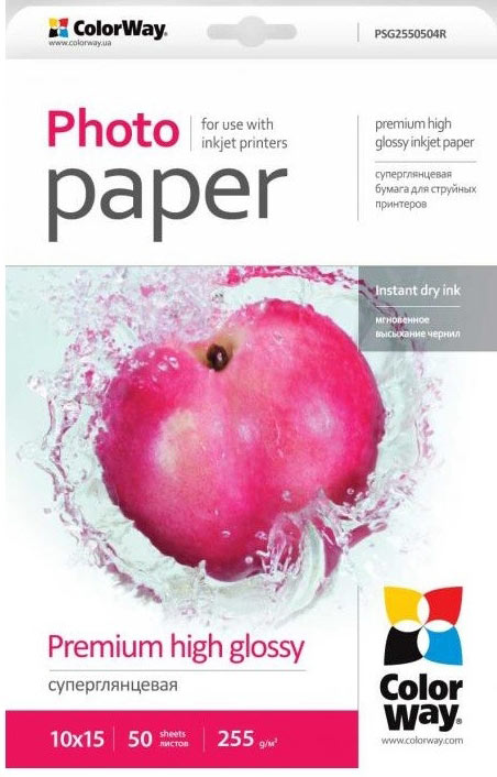ColorWay Papel Premium 10x15cm alto brillo 255gr (50 hojas)