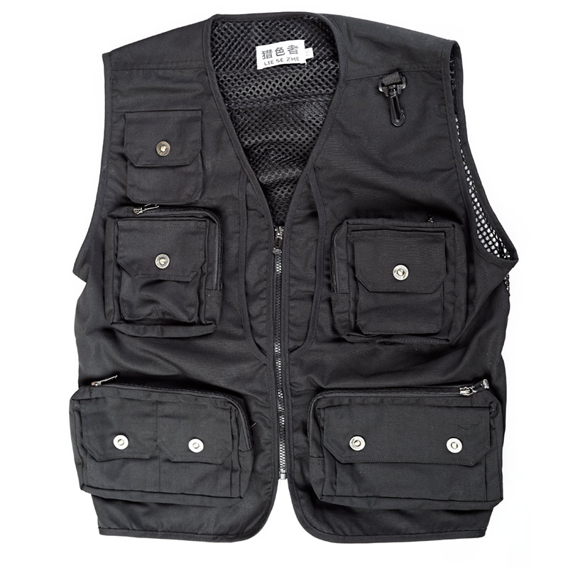 Chaleco fotográfico color negro de algodón talla XL