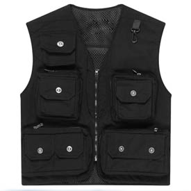 Chaleco fotográfico color negro de algodón talla XL