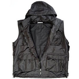 Chaleco QD-2 de fotógrafo Waterproof con capucha, color negro talla XXL