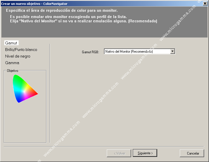 ColorNavigator, menú principal