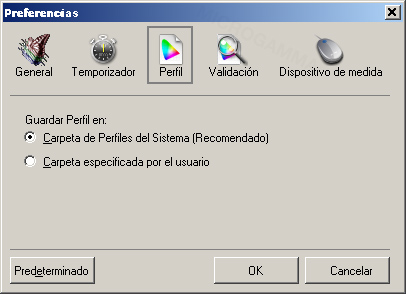 Opciones de ColorNavigator - Perfil
