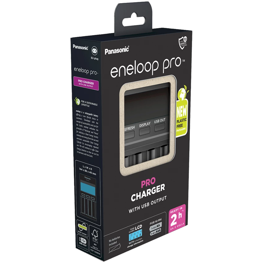 Cargador rápido Panasonic Eneloop Pro profesional BQ-CC65E