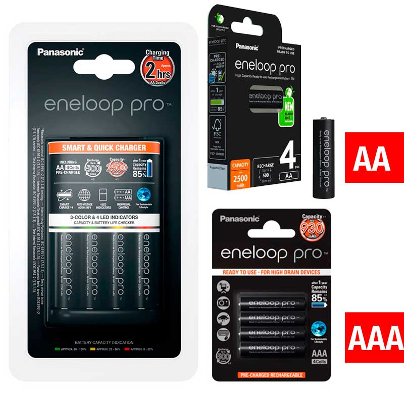 eneloop PRO cargador rápido MBQ-CC55E + 8 AA + 4 AAA