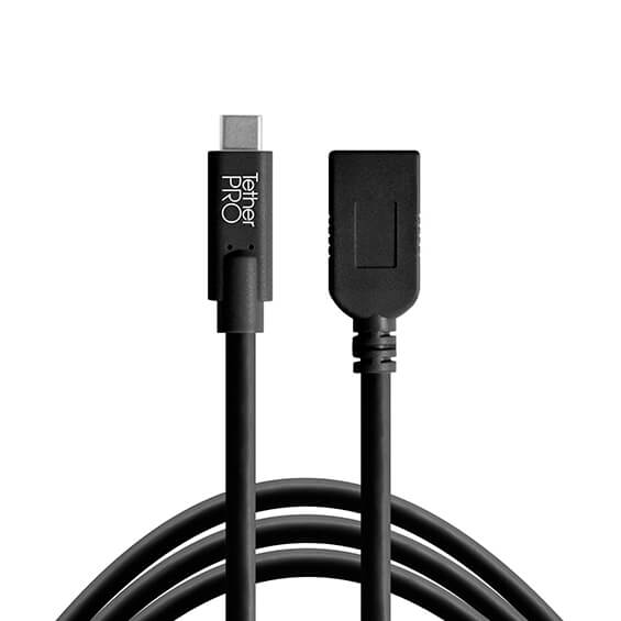 Cable TetherPro USB-C a USB-A Hembra de 4,6 m negro